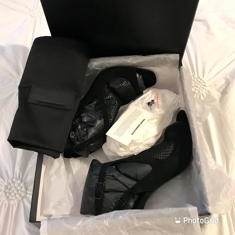 ALEXANDER WANG Black Piper Mesh Sandal Booties  EU 39 / US 9 New in Box - Picture 15 of 16